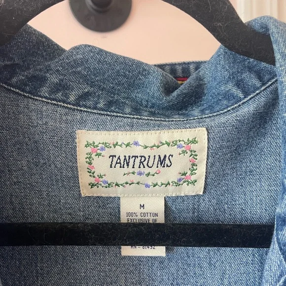 Tantrums Blue Denim Jacket with Red Floral Accents - Picture 2 of 3